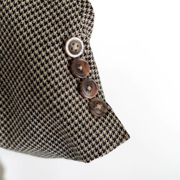 Hart Schaffner Marx Parisian Tweed Wool Houndstooth Black Tan Sport‎ Coat 42L - Picture 4 of 16
